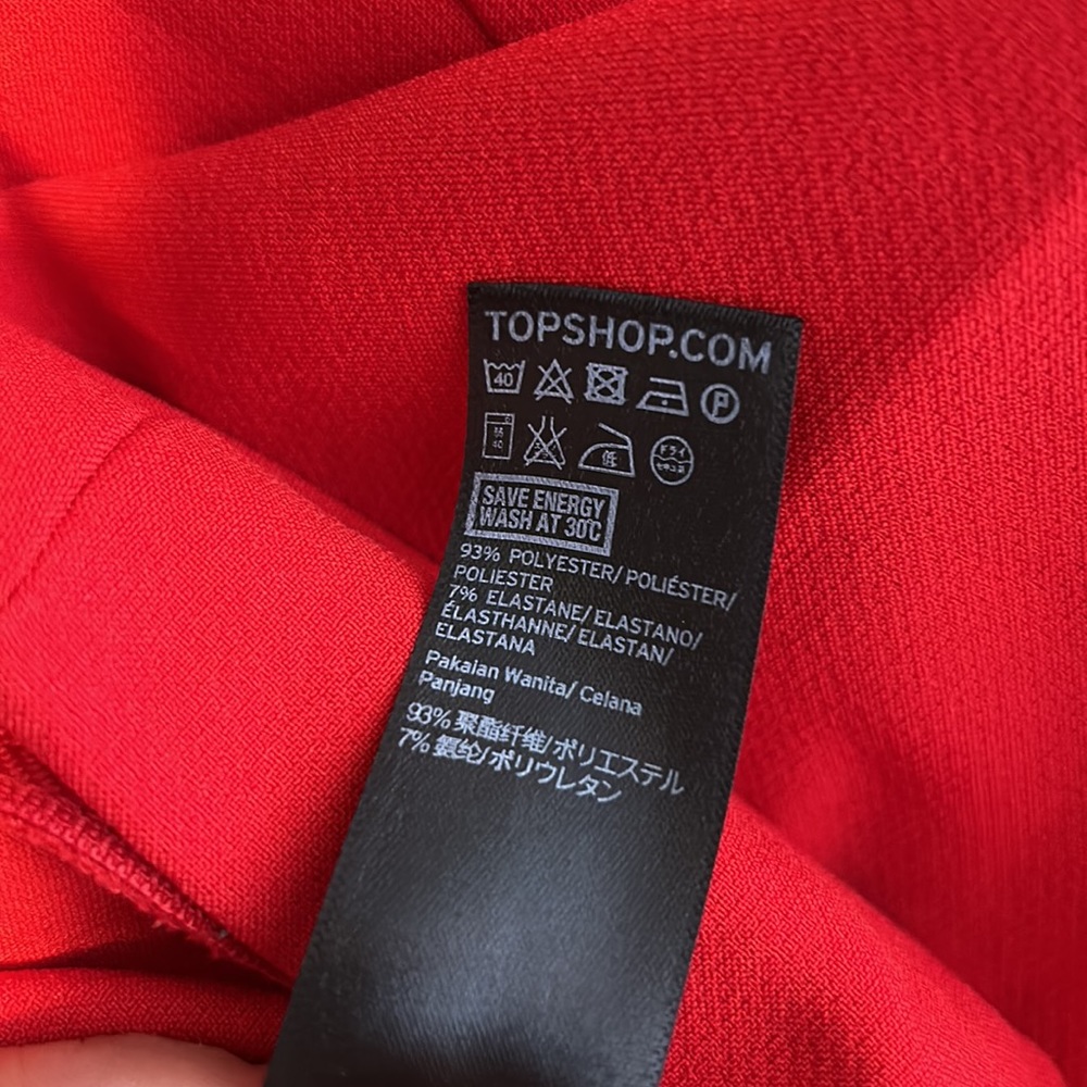 Topshop Red Wide Leg Flare Pants size 4 - Picture 9 of 9